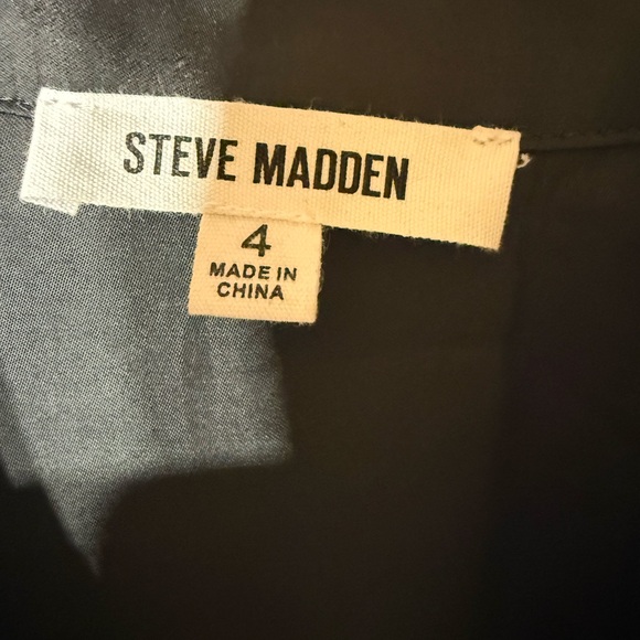 Steve Madden Black Tori Ruched Tie Front Midi Shirt Dress size 4 - Picture 7 of 7